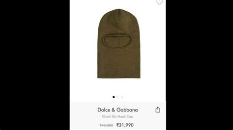 dolce and gabbana khaki ski mask cap